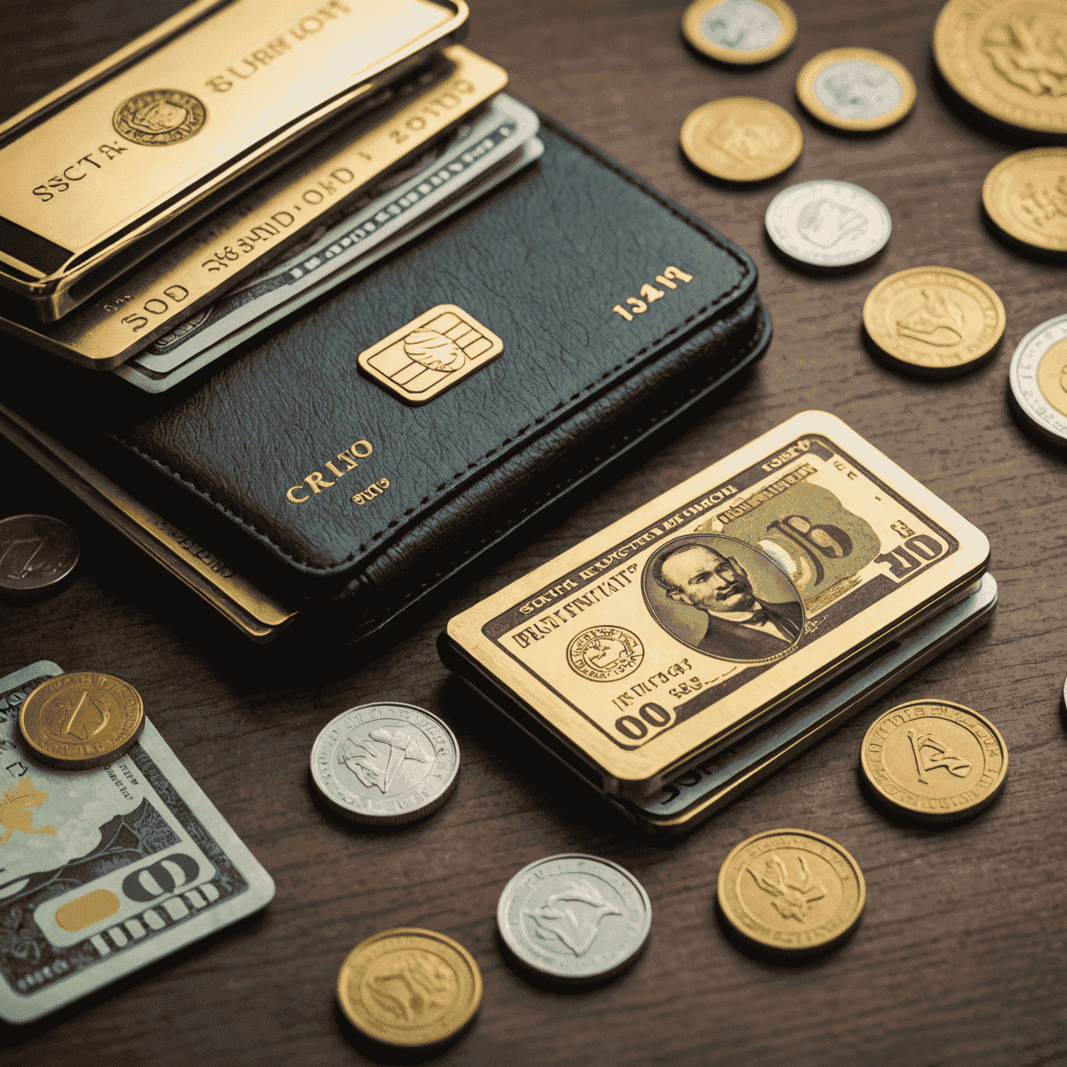 Illustration of a secure digital wallet with gold bullion and South African Rand currency